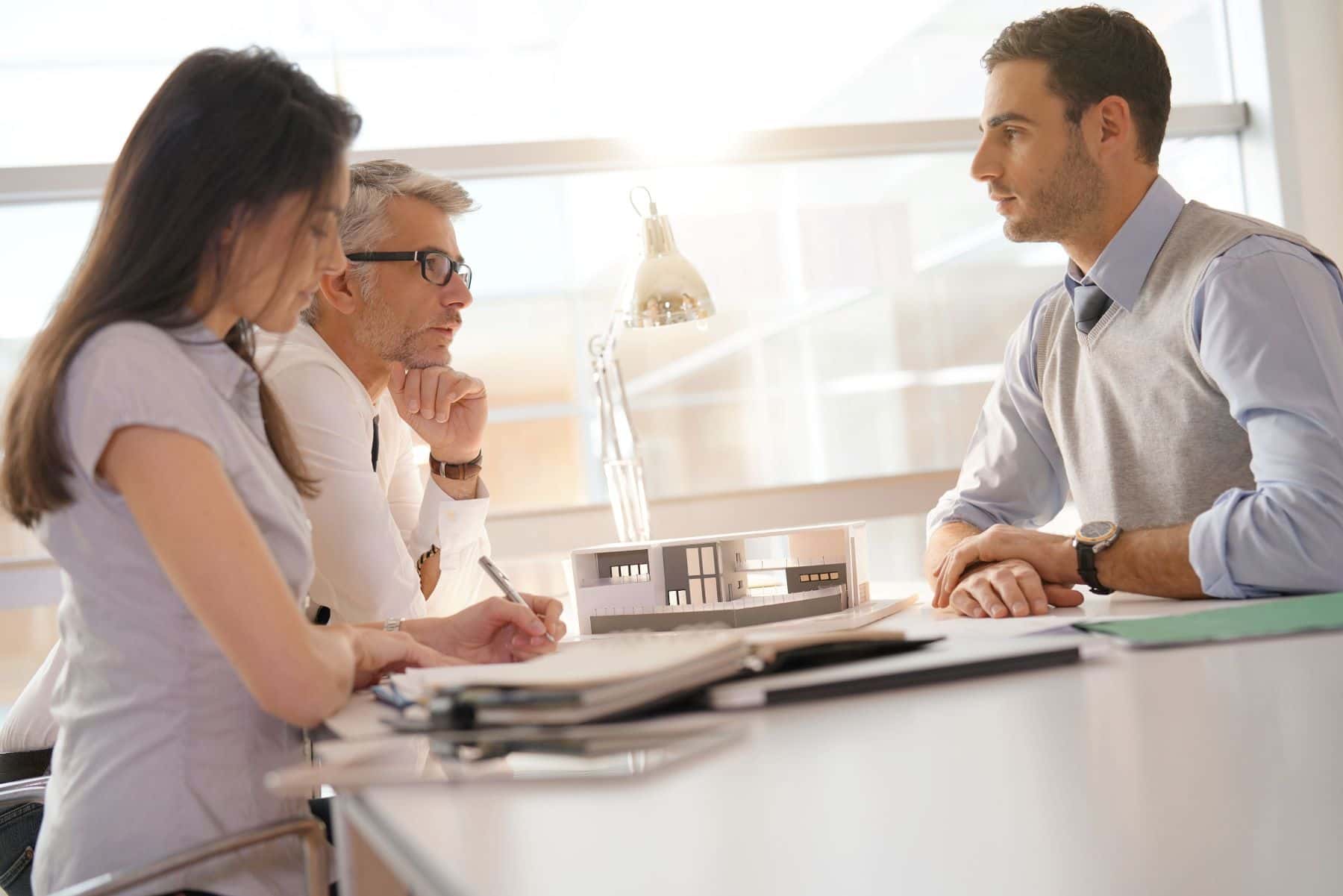 Attorney working with two experts