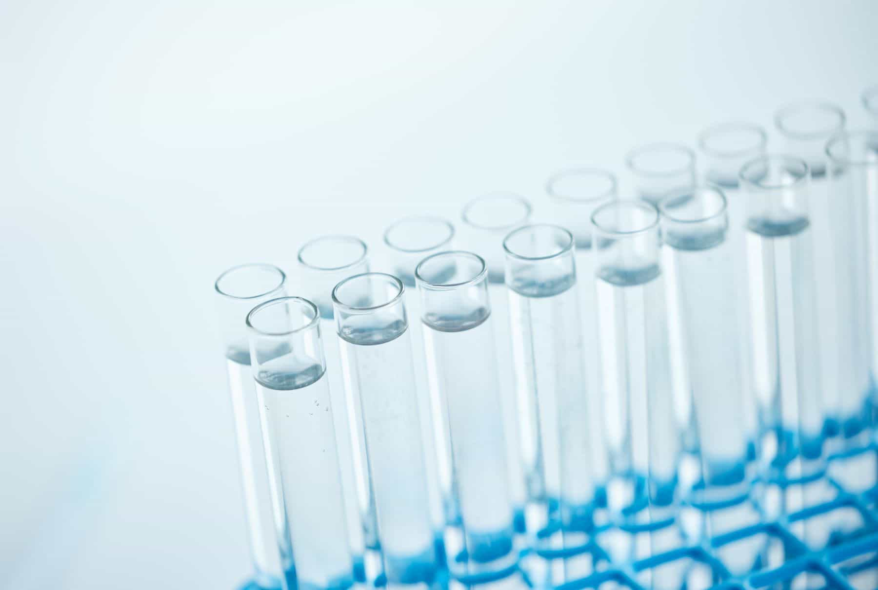 Clear liquid in test tubes