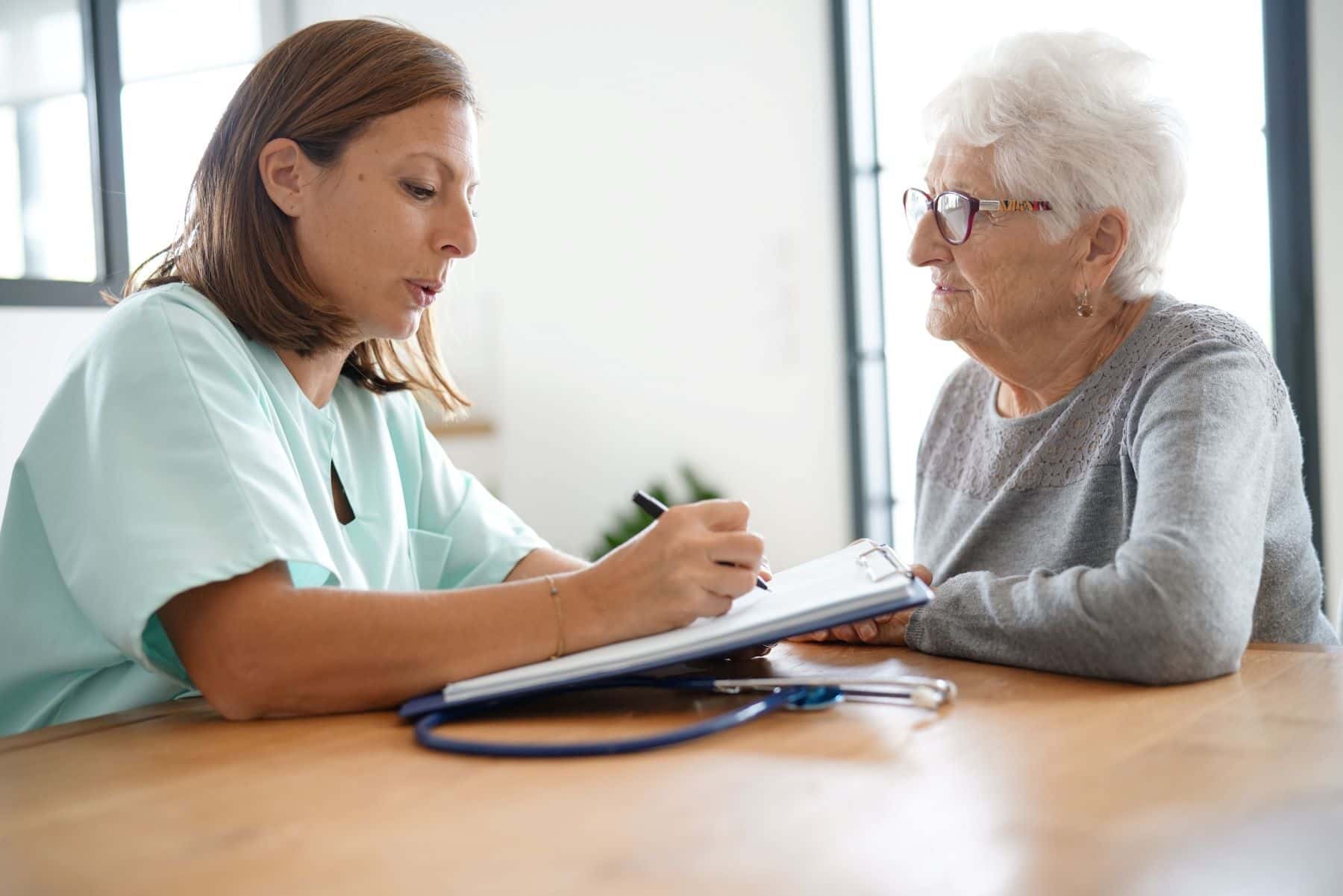 Elderly patient getting prescription