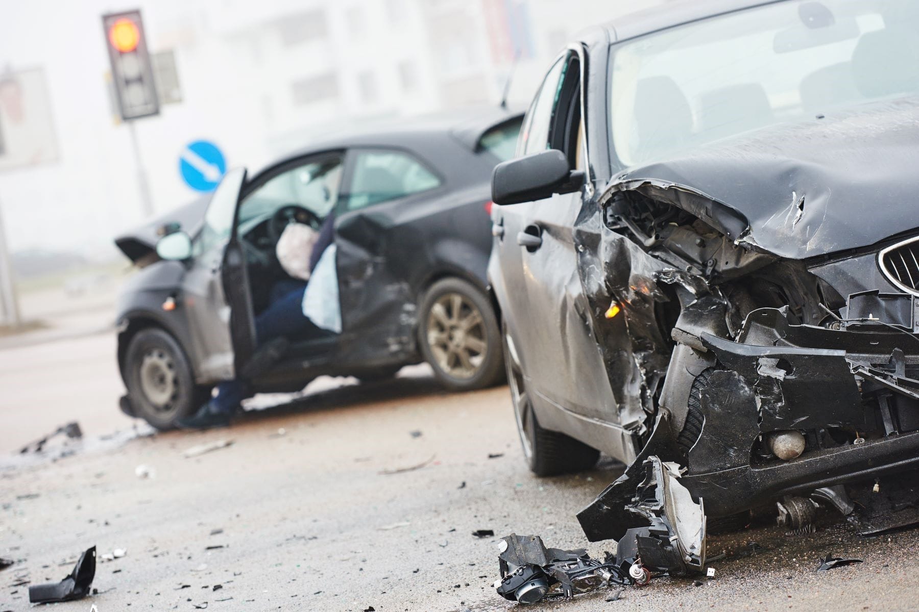 Cars damaged after crash