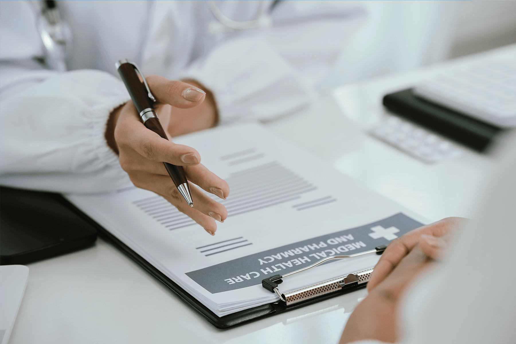 Doctor reviewing documents